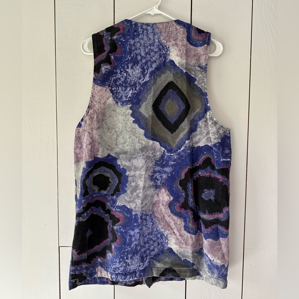 Vintage 90s Artsy Abstract Multicolor Vest Sz 1 (M) Art-To-Wear